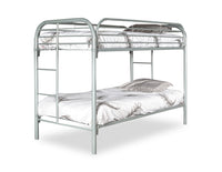 Logan Bunk Bed with Ladders & Guard Rail for Kids, Grey Metal - Twin/Twin