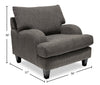 Made in Canada Nofia 36" Chenille Fabric Chair with Wood Legs - Charcoal Grey | Fauteuil Nofia de 36 po fabriqué au Canada en tissu de chenille avec pattes en bois - gris anthracite