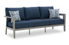 Barrie 4-Piece Outdoor Patio Set with Sofa, 2 Chairs and Table - Aluminum, UV & Weather Resistant  - Blue & Grey | Ensemble Barrie 4 pièces pour la terrasse à l’extérieur avec sofa, 2 fauteuils et table - aluminium - bleu et gris