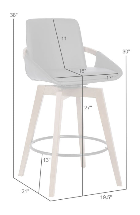 Apex Counter-Height Stool with Swivel Seat & Vegan Leather Fabric, 27\"H, Wood & Metal - Grey