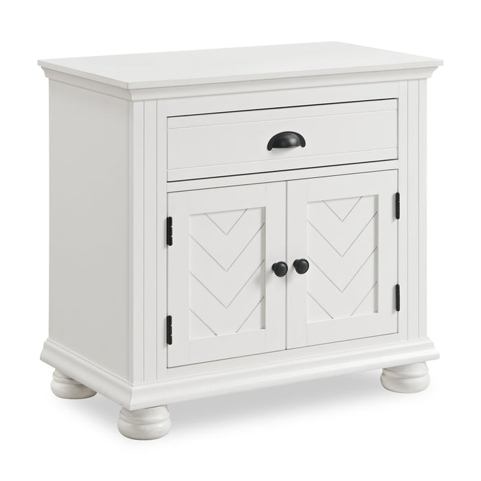 Ella 6pc Bedroom Set with Panel Bed, Dresser, Mirror & Nightstand, White - King Size