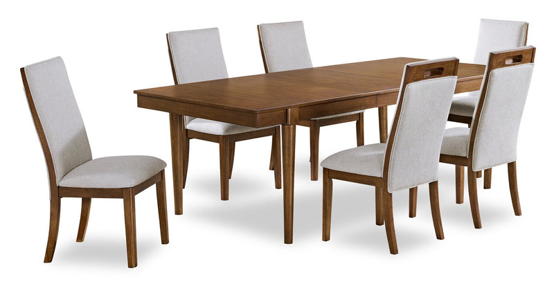 Ember 7pc Dining Set with Table & 6 Chairs, 74-92\"W - Grey & Brown