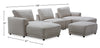 Voyage Modular 6-Piece Left-Facing Fabric Sectional with Console and Ottoman – Taupe | Sofa sectionnel modulaire de gauche Voyage 6 pièces en tissu avec console et pouf - taupe