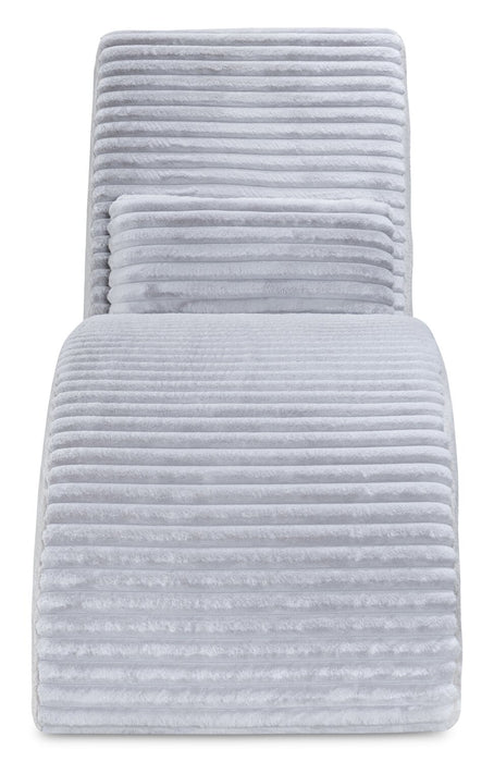 Cleo 26\" Ultra Plush Faux Fur Fabric Chaise Lounge with Accent Pillow - Light Grey