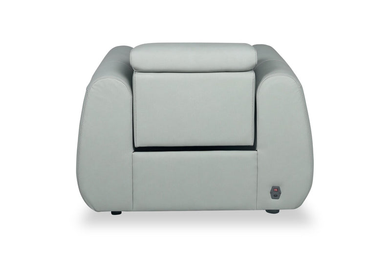 Gianna 40\" Genuine Leather Power Reclining Chair with Power Headrest and USB Port - Spa Blue