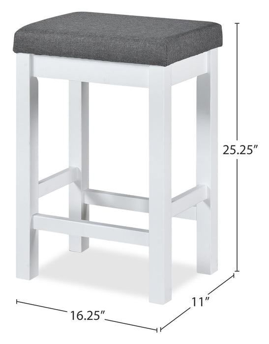 Noah 60” Modern Dining Table with 3 Counter-Height Stools and USB Ports - White