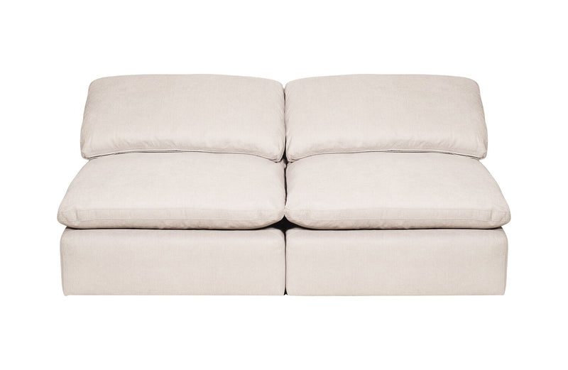 Eclipse Modular 5-Piece Linen-Look Fabric Sectional with Reversible Feather Down Cushions - Linen White