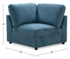 Voyage Modular Fabric Corner Chair with Removable Back Cushions – Blue | Fauteuil en coin modulaire Voyage en tissu avec coussins de dossier amovibles - bleu