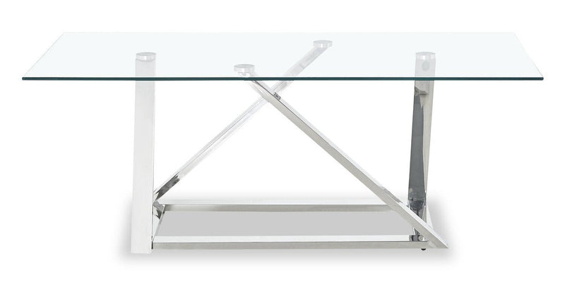 Briar 47\" Modern Glass Top Coffee Table - Silver
