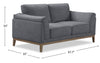 Valley 67.7" Fabric Loveseat with Rubberwood Base and Legs - Pewter | Causeuse Valley de 67,7 po en tissu avec base et pattes en hévéa - étain