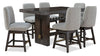 Metro Counter Height 7pc Dining Set with Table & 6 Chairs, Built-in Wine Rack, 66"W - Brown/Beige | Ensemble de salle à manger Metro 7 pièces de hauteur comptoir avec table de 66 po (L), 6 chaises et support à vin intégré - brun et beige