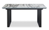 Ezra Dining Table, 63-79"W Self-Storing Butterfly Leaf, Metal, Glass, Faux Marble - White | Table de salle à manger Ezra de 63 po à 79 po (L) avec rallonge papillon se rangeant, en métal, en verre et en imitation de marbre - blanche