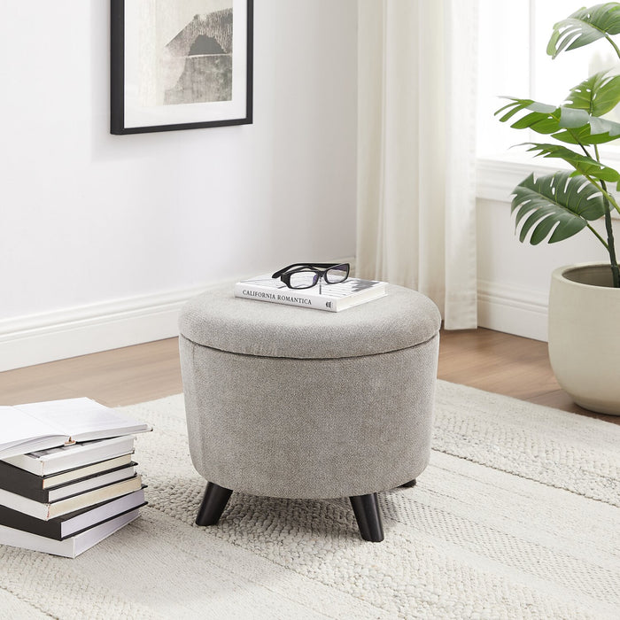 Winnipeg 17.5\" Round Fabric Storage Ottoman - Grey