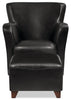 Zello 22.5" Faux Leather Ottoman with Wood Legs - Black | Pouf Zello de 22,5 po en similicuir avec pattes en bois - noir