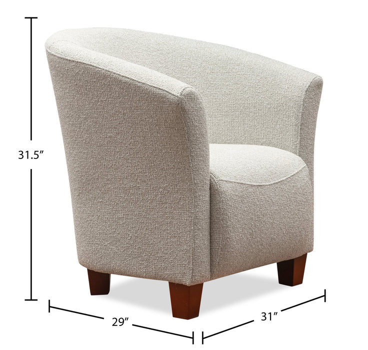 Ethan 31\" Linen-Look Fabric Tub-Style Accent Chair with Wood Legs – Linen 