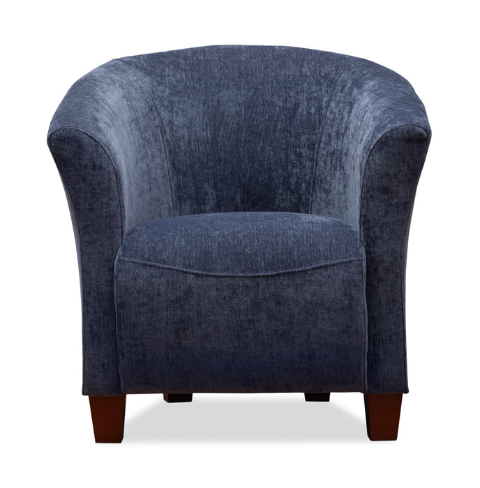 Ethan 31\" Linen-Look Fabric Tub-Style Accent Chair with Wood Legs – Navy  