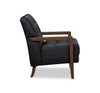 Enzo 26" Genuine Leather Accent Chair with Biscuit Tufting, Track Arms and Wood Legs - Black | Fauteuil d’appoint Enzo de 26 po en cuir véritable avec capitonnage en biscuit, accoudoirs rectilignes et pattes en bois - noir