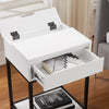 Akio Bedside 1-Drawer Nightstand with Lift-top Storage, 18"W x 25.75"H - White/Black | Table de nuit Akio de 18 po (l) x 25,75 po (H) à 1 tiroir avec dessus relevable et rangement - blanche et noire