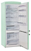 Unique Classic Retro 28" 17 Cu Ft. Bottom Mount Refrigerator - Green - UNQ-455L LG AC | Réfrigérateur Classic Rétro d’Unique de 28 po et de 17 pi3 à congélateur inférieur - vert - UNQ-455L LG AC