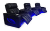 Zen 5-Piece Leather-Look Fabric Home Theatre Power Reclining Sectional with Massage - Black | Sofa sectionnel à inclinaison électrique Zen 5 pièces de style cinéma maison en similicuir avec massage et 2 consoles de rangement - noir
