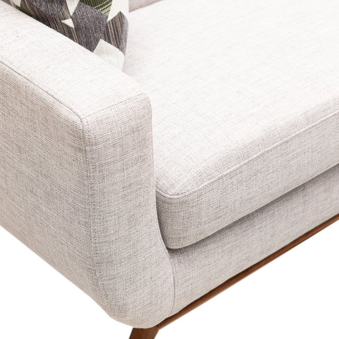 Kort & Co. Freeman 80” Linen-Look Fabric Condo Size Sofa with Wood Legs - Dove White