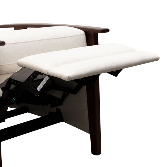 Bree 28.5\" Linen-Look Fabric Pushback Reclining Accent Chair with Wood Armrests and Legs - Beige