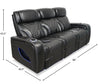 Elite 86" Genuine Leather Massage Power Reclining Sofa with Immersive Audio and Power Headrests - Black | Sofa de massage à inclinaison électrique Elite de 86 po en cuir véritable avec son immersif et appuie-têtes électriques - noir