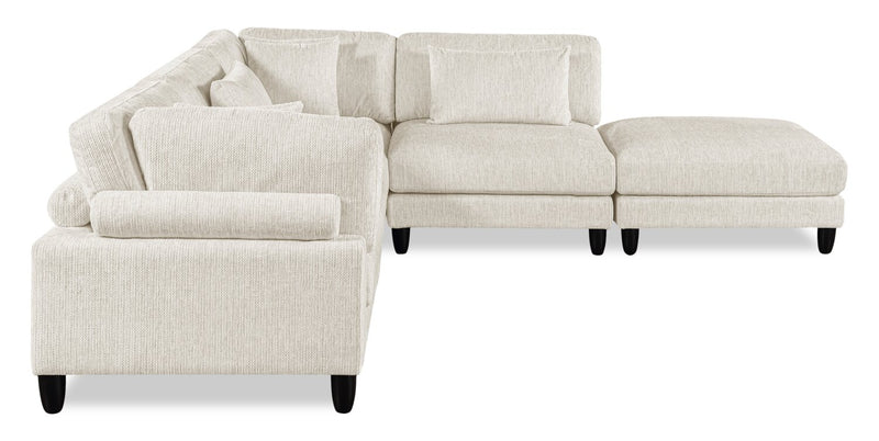 Lounge 5-Piece Chenille Modular Sectional with Ottoman – Beige 