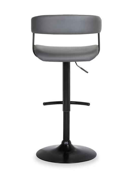 Java Barstool with Swivel & Adjustable Seat, Vegan Leather Fabric, 24.5-33\"H, Metal - Grey