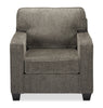 Made in Canada Lennox 35" Chenille Fabric Chair with Reversible Cushions and Track Arms - Grey | Fauteuil Lennox de 35 po fabriqué au Canada en tissu de chenille avec coussins réversibles et accoudoirs rectilignes - gris
