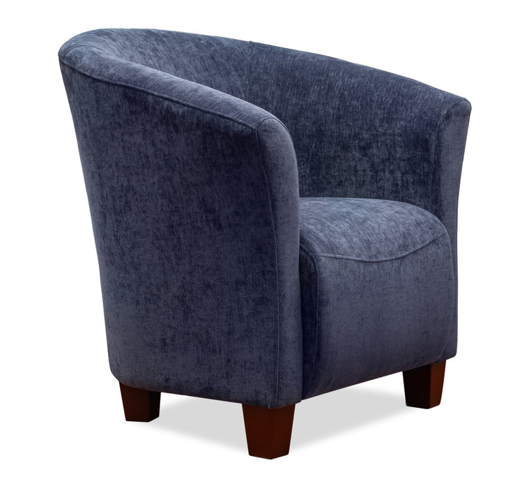 Ethan 31\" Linen-Look Fabric Tub-Style Accent Chair with Wood Legs – Navy  