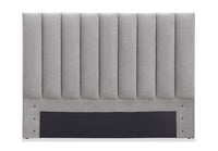 Amos Upholstered Headboard in Grey Fabric, Channelled - King Size