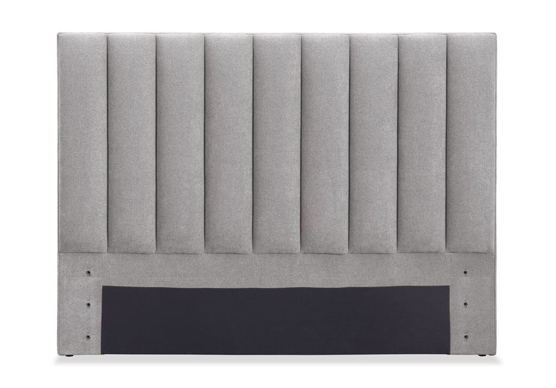 Amos Upholstered Headboard in Grey Fabric, Channelled - King Size