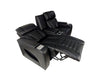 Zen 75.5" Leather-Look Fabric Power Reclining Massage Loveseat with Refrigerator Console - Black | Causeuse de massage à inclinaison électrique Zen de 75,5 po en tissu d’apparence cuir avec console réfrigérée - noire