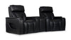 Zen 3-Piece Leather-Look Fabric Home Theatre Power Reclining Sectional with Massage and Storage Console - Black | Sofa sectionnel à inclinaison électrique Zen 3 pièces de style cinéma maison en similicuir avec massage et console de rangement - noir