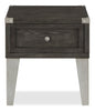 London 19" Industrial End Table – Grey Wood Finish and Silvery Metal Legs    | Table de bout industrielle London de 19 po - fini en bois gris et pattes en métal argenté    | LONDOETB