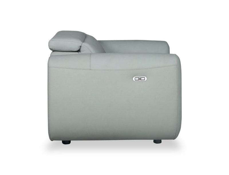 Gianna 40\" Genuine Leather Power Reclining Chair with Power Headrest and USB Port - Spa Blue