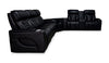 Zen 3-Piece Leather-Look Fabric Power Reclining Sectional with Massage, Drop-Down Console and Refrigerator - Black | Sofa sectionnel à inclinaison électrique Zen 3 pièces en similicuir avec massage, console rabattable et compartiment réfrigéré - noir