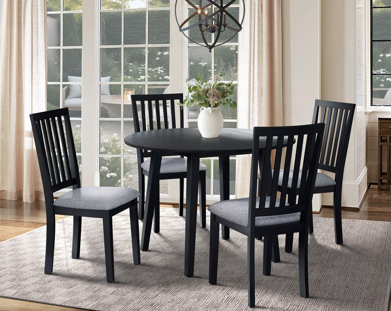 Bryn Drop-Leaf Dining Table, 42\" Round - Black
