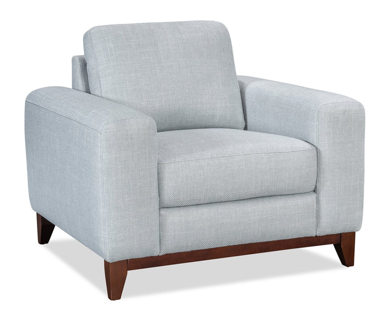 River 40.1\" Linen-Look Fabric Chair with Wood Base and Legs - Grey