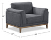 Valley 44" Fabric Chair with Rubberwood Base and Legs - Pewter | Fauteuil Valley de 44 po en tissu avec base et pattes en hévéa - étain