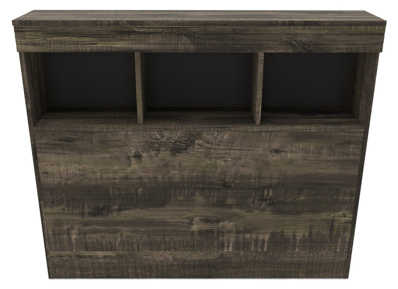 Riley Mates Bed with Bookcase Headboard Set for Kids, Made in Canada, Grey - Twin Size