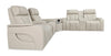 Zen 3-Piece Leather-Look Fabric Power Reclining Sectional with Massage and Two Refrigerator Consoles - Apricot | Sofa sectionnel à inclinaison électrique Zen 3 pièces en similicuir avec massage et 2 consoles avec réfrigérateur - abricot