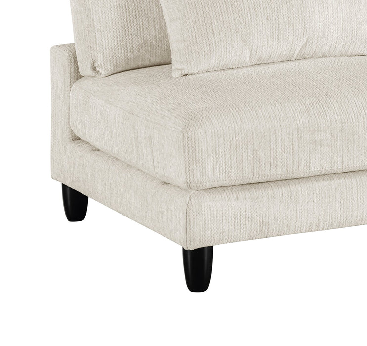 Lounge 4-Piece Chenille Modular Sectional with Ottoman – Beige 