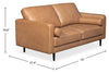Edge 70" Genuine Leather Loveseat with Wood Legs and Removable Back Cushions - Brown | Causeuse Edge de 70 po en cuir véritable avec pattes en bois et coussins de dossier amovibles - brun