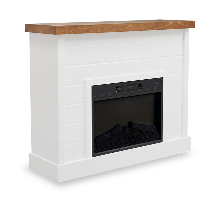 Mehgan 43.8\" Modern Electric Fireplace - White & Brown Two Tone