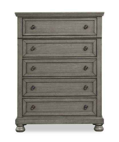 Chelsea Bedroom Chest of Drawers, 5-Drawer, 38"W x 52"H - Grey 