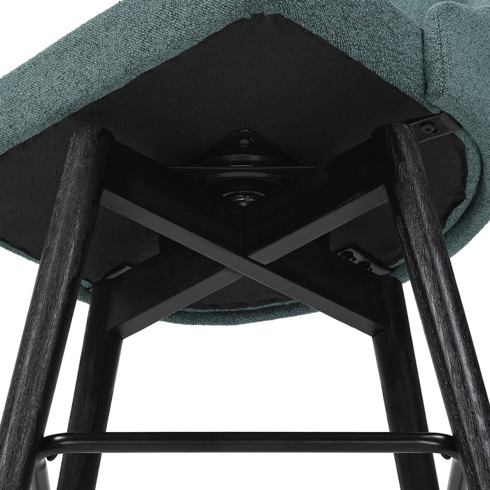 Nash Counter-Height Stool with Swivel Seat & Polyester Fabric, 26.5\"H, Wood & Metal - Blue