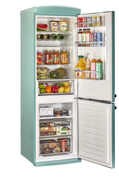 Classic Retro by Unique 24\" 12 Cu. Ft. Bottom-Freezer Refrigerator - Ocean Mist Turquoise - UGP-340L T AC