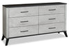 Blake 6pc Bedroom Set with Bed, Dresser, Mirror & Nightstand, Grey & Black - Queen Size | Ensemble de chambre à coucher Blake 6 pièces avec lit, commode, miroir et table de nuit, gris et noir - format grand lit